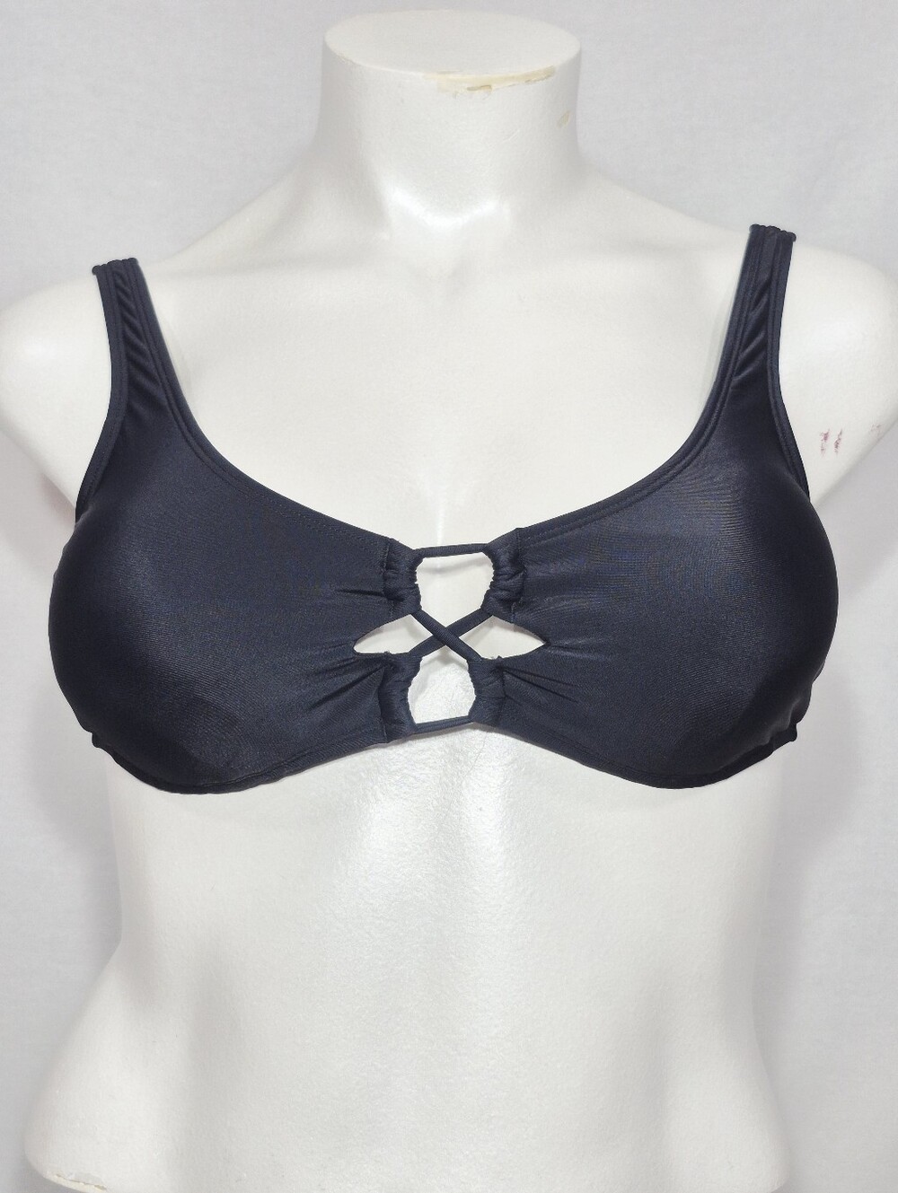 MEDIUM Cupshe Tunnel Front Lace Back Bralette Wire Free‎ Bikini Swim Top Black